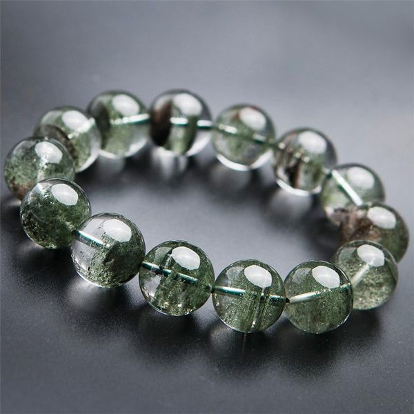 14mm genuine natural green phantom quartz crystal stretch powerful round bead bracelets for women men, Black
14mm genuine natural green phantom quartz crystal stretch powerful round bead bracelets for women men, Black