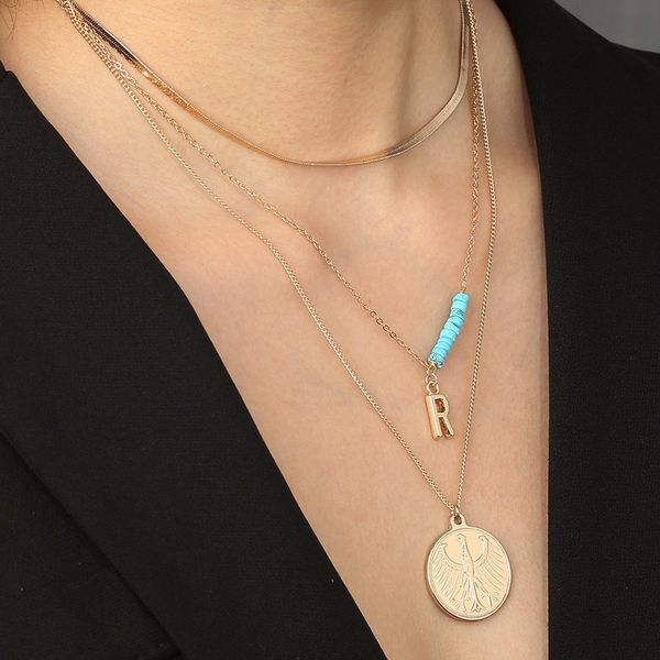 animal bird gold medal pendant layered necklace detachable flat snake chain letter r necklace turquoises clavicle choker chain, Silver
animal bird gold medal pendant layered necklace detachable flat snake chain letter r necklace turquoises clavicle choker chain, Silver