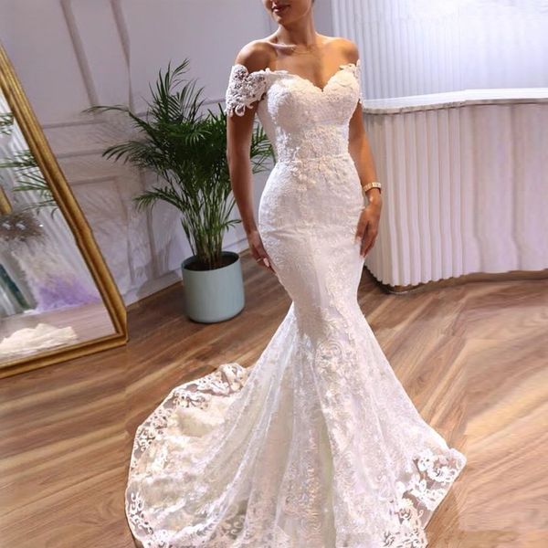 off the shoulder mermaid dress appliques lace wedding dresses sweetheart beaded bridal gown formal plus size robes de mariée 2020, White
off the shoulder mermaid dress appliques lace wedding dresses sweetheart beaded bridal gown formal plus size robes de mariée 2020, White