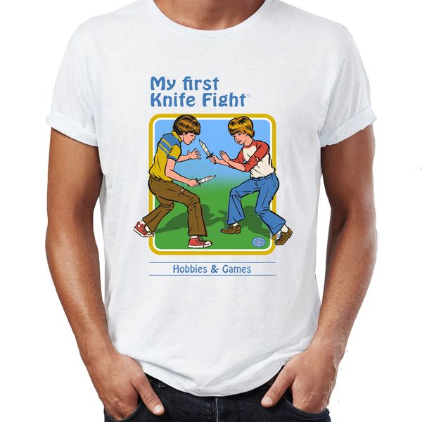 men's t shirt my first knife fight dry humor retro artsy tee
men's t shirt my first knife fight dry humor retro artsy tee