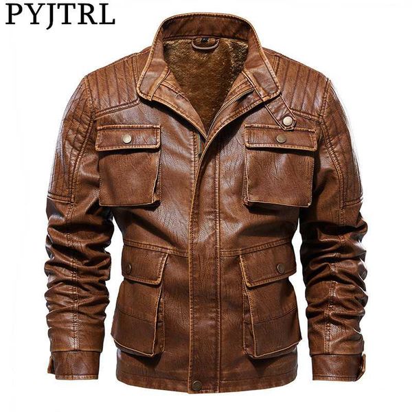 pyjtrl mens vintage autumn winter thick fleece pu leather jacket pockets motorcycle jaket men fashion casual outfit streetwear, Black
pyjtrl mens vintage autumn winter thick fleece pu leather jacket pockets motorcycle jaket men fashion casual outfit streetwear, Black