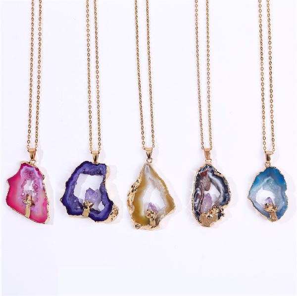 designer geode raw stone long boho necklace, natural stone slice necklace, rough stone and agate crystal necklace natural agate pendant, Silver
designer geode raw stone long boho necklace, natural stone slice necklace, rough stone and agate crystal necklace natural agate pendant, Silver
