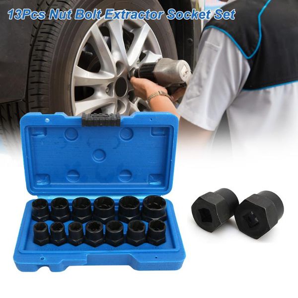 13pcs portable nut bolt extractor socket set damaged rusted bolt removal tools used with 3/8" breaker bar/ratchet
13pcs portable nut bolt extractor socket set damaged rusted bolt removal tools used with 3/8" breaker bar/ratchet