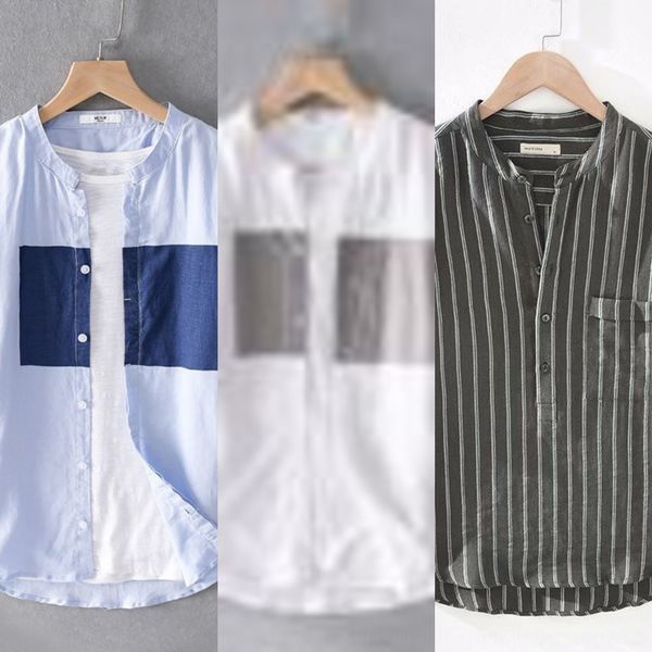 st coat cotton and collar linen men's summer cropped sleeve loose trendy handsome cotton and linen shirt color matching shirt men, Blue
st coat cotton and collar linen men's summer cropped sleeve loose trendy handsome cotton and linen shirt color matching shirt men, Blue