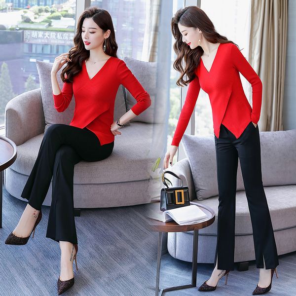 temperament suit women's 2020 new autumn knit long sleeve slimming jacket wide leg pants fashion goddess two-piece set, White
temperament suit women's 2020 new autumn knit long sleeve slimming jacket wide leg pants fashion goddess two-piece set, White
