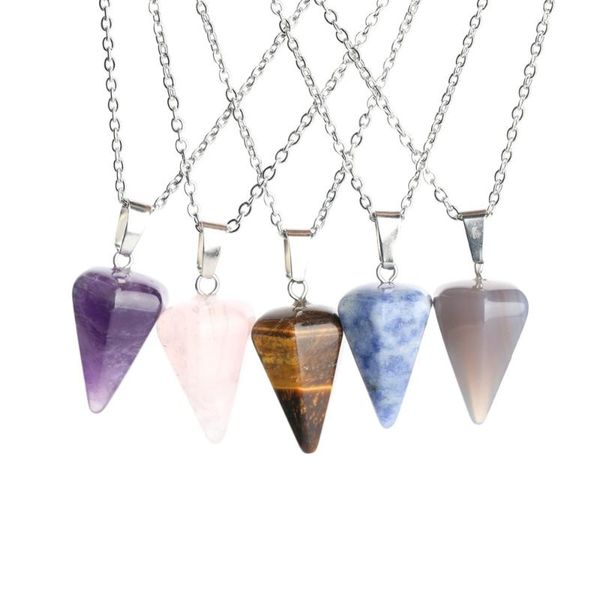 2020 natural stone pendant necklace triangular cone agated cystald necklace tapered jewelry alloy chain chakra stones, Silver
2020 natural stone pendant necklace triangular cone agated cystald necklace tapered jewelry alloy chain chakra stones, Silver