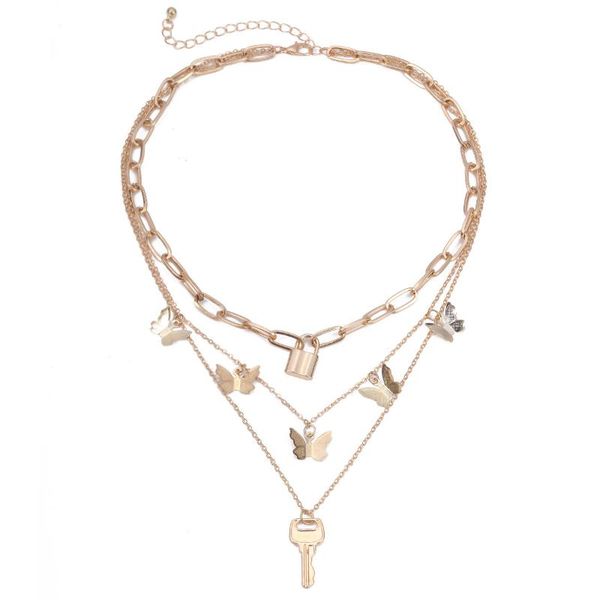 2020 new multilayer butterfly pendant necklace women gold silver color layered chain key lock necklaces gothic padlock jewelry
2020 new multilayer butterfly pendant necklace women gold silver color layered chain key lock necklaces gothic padlock jewelry