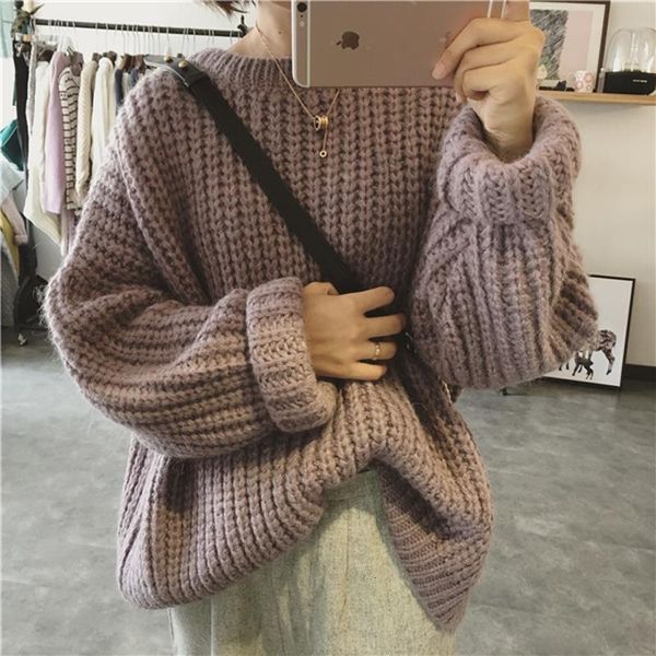 2019 korean winter women's new retro loose coarse wool pullover sweater winter women harajuku pullovers sweater, White;black
2019 korean winter women's new retro loose coarse wool pullover sweater winter women harajuku pullovers sweater, White;black