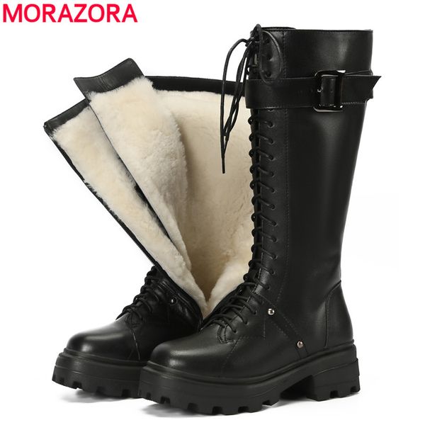 morazora full genuine leather motorcycle boots zip platform knee high boots nature wool warm winter snow women shoes, Black
morazora full genuine leather motorcycle boots zip platform knee high boots nature wool warm winter snow women shoes, Black
