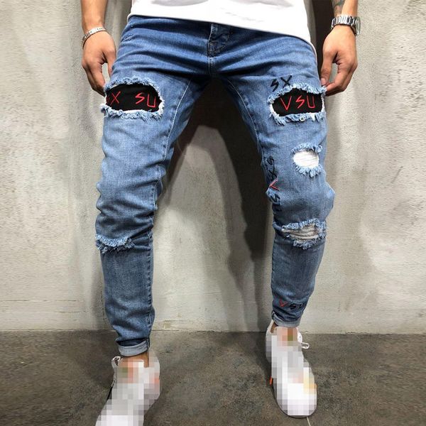 men's jeans men fashion letter embroidery stretch destroyed frayed denim pants male casual skinny blue ripped pantalones hombre
men's jeans men fashion letter embroidery stretch destroyed frayed denim pants male casual skinny blue ripped pantalones hombre