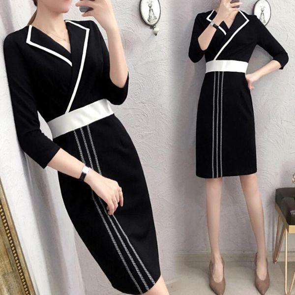 casual dresses vintage work office business wear dress women elegant stylish v neck patchwork slim bodycon pencil midi vestidos plus size, Black;gray
casual dresses vintage work office business wear dress women elegant stylish v neck patchwork slim bodycon pencil midi vestidos plus size, Black;gray