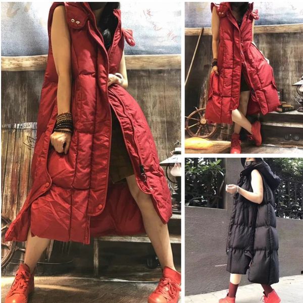 new brand winter women's jacket windproof warm long cotton waistcoat casual sleeveless hooded femme coat veste streetwear, Black;white
new brand winter women's jacket windproof warm long cotton waistcoat casual sleeveless hooded femme coat veste streetwear, Black;white