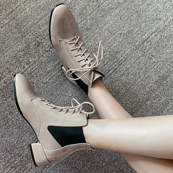 2020 spring and autumn new leather short boots wild fashion women's boots lace thick heeled single x041, Black
2020 spring and autumn new leather short boots wild fashion women's boots lace thick heeled single x041, Black