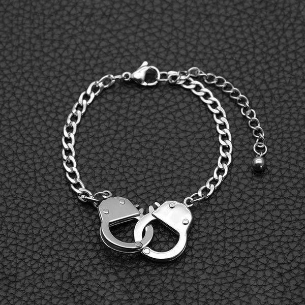 link, chain punk adjustable stainless steel handcuffs men bracelet hand for women accessories friendship girl couple jewelry, Black
link, chain punk adjustable stainless steel handcuffs men bracelet hand for women accessories friendship girl couple jewelry, Black