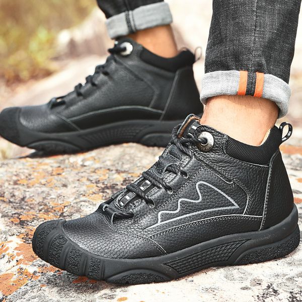 boots winter men fur warm plush waterproof shoes genuine lether casual ankle comfortable flat 5, Black
boots winter men fur warm plush waterproof shoes genuine lether casual ankle comfortable flat 5, Black