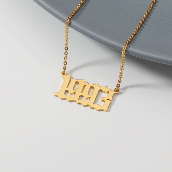 personalized birth year 2000 1990 1996 1997 necklace old english date number necklace stainless steel chain choker body jewelry, Silver
personalized birth year 2000 1990 1996 1997 necklace old english date number necklace stainless steel chain choker body jewelry, Silver