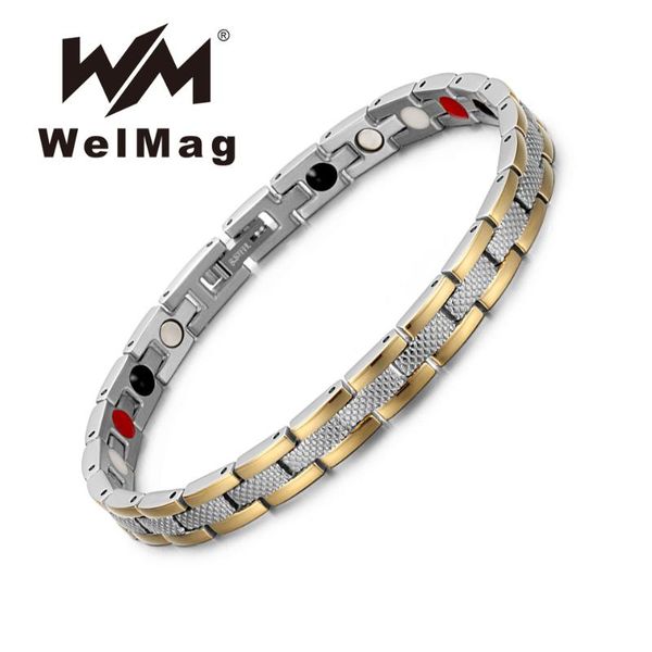 charm bracelets welmag gold stainless steel magnetic bio energy friendship bracelet for women health care elements fashion jewelry 2021, Golden;silver
charm bracelets welmag gold stainless steel magnetic bio energy friendship bracelet for women health care elements fashion jewelry 2021, Golden;silver