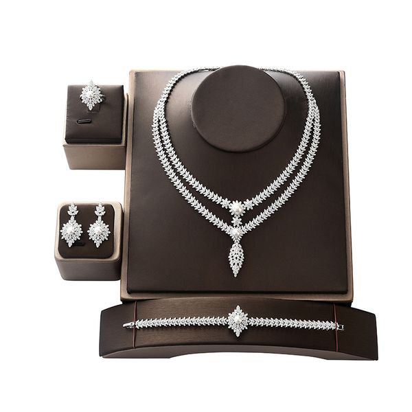 jewelry set hadiyana vintage women wedding party necklace earrings ring and bracelet set zircon cny0062 bisuteria, Silver 
jewelry set hadiyana vintage women wedding party necklace earrings ring and bracelet set zircon cny0062 bisuteria, Silver