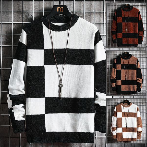 men's sweaters 2021 brand casual autumn winter warm pullover knitted striped male sweater men mens thick jersey clothing, White;black
men's sweaters 2021 brand casual autumn winter warm pullover knitted striped male sweater men mens thick jersey clothing, White;black