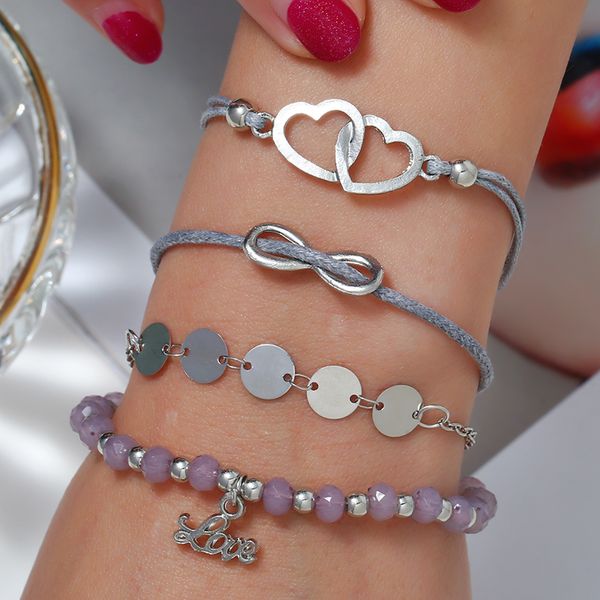 bohopan 4pcs/set fashion light purple beads bracelets simple double hollow out heart bracelets boho bangles for gifts, Black
bohopan 4pcs/set fashion light purple beads bracelets simple double hollow out heart bracelets boho bangles for gifts, Black