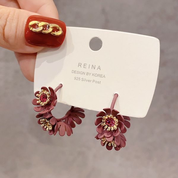 2020 new design brand fashion wine red crystal flower hoop earring women small hoops earring summer korean jewelry gift, Golden;silver
2020 new design brand fashion wine red crystal flower hoop earring women small hoops earring summer korean jewelry gift, Golden;silver