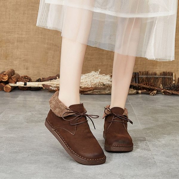 women's boots 2020 new leather winter women's boots art retro ladies short fashion wild casual non-slip female flat, Black 
women's boots 2020 new leather winter women's boots art retro ladies short fashion wild casual non-slip female flat, Black