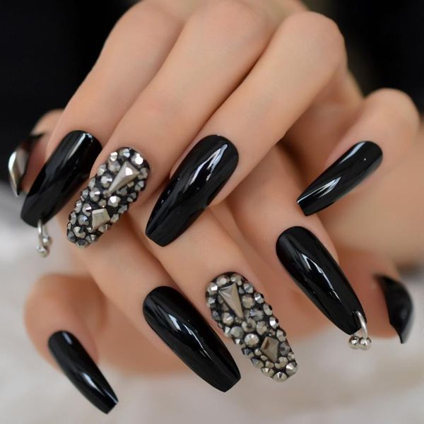 false nails silver diamond glossy bright black ballerina press on extra long coffin uv gel glue fingersnails adhesive tapes, Red;gold
false nails silver diamond glossy bright black ballerina press on extra long coffin uv gel glue fingersnails adhesive tapes, Red;gold