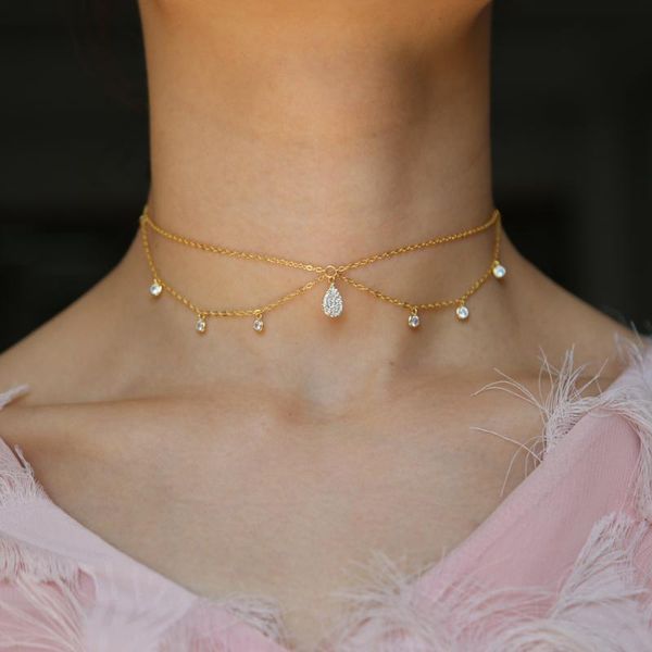 elegant women summer charm choker chain double layer tassel cz charm 925 sterling silver 33+7 chocker charming necklace jewelry
elegant women summer charm choker chain double layer tassel cz charm 925 sterling silver 33+7 chocker charming necklace jewelry