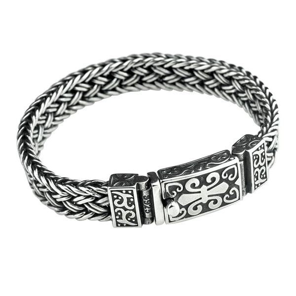 925 sterling silver colour bracelet men and women wide 11mm retro punk rock bracelet, Black
925 sterling silver colour bracelet men and women wide 11mm retro punk rock bracelet, Black