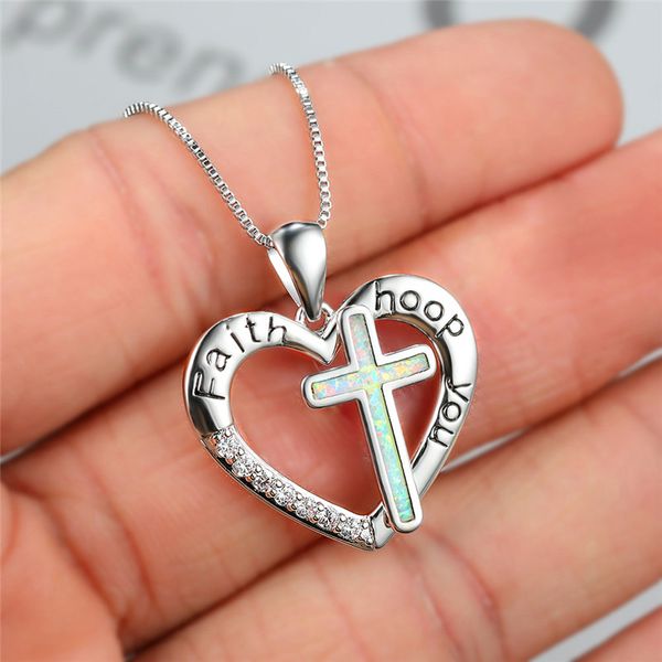 boho female blue white opal pendant necklace cute silver color chain necklaces for women charm cross heart wedding necklace
boho female blue white opal pendant necklace cute silver color chain necklaces for women charm cross heart wedding necklace