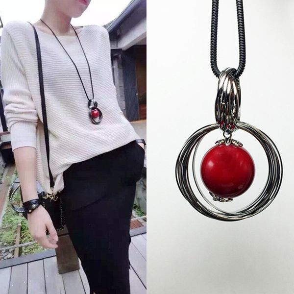 new arrival women pendant necklaces autumn and winter sweet all-match long necklace beads circle red sweater chain, Silver
new arrival women pendant necklaces autumn and winter sweet all-match long necklace beads circle red sweater chain, Silver