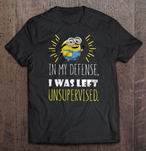 men t shirt in my defense i was left unsupervised -minion version women t-shirt