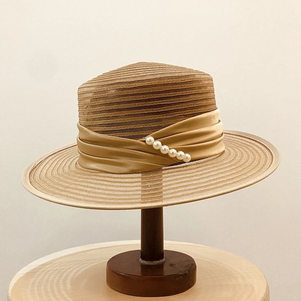tri-fold belt pearl decoration flat pp material sunscreen beach fashion hat flat along grass transparent hat, Blue;gray
tri-fold belt pearl decoration flat pp material sunscreen beach fashion hat flat along grass transparent hat, Blue;gray