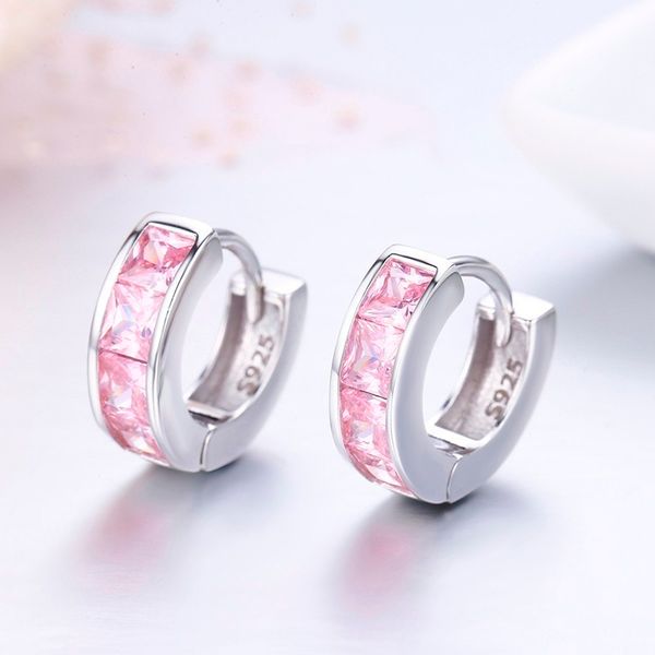 925 sterling silver pink square cz circles small loops huggie hoops earrings for women jewelry kids girls aros artes orecchini, Golden;silver
925 sterling silver pink square cz circles small loops huggie hoops earrings for women jewelry kids girls aros artes orecchini, Golden;silver