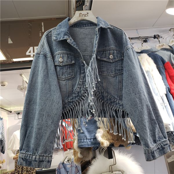 women's jackets spring autumn korean denim short jacket fashion irregular tassel bust girls ladies all-match basic coats, Black;brown
women's jackets spring autumn korean denim short jacket fashion irregular tassel bust girls ladies all-match basic coats, Black;brown