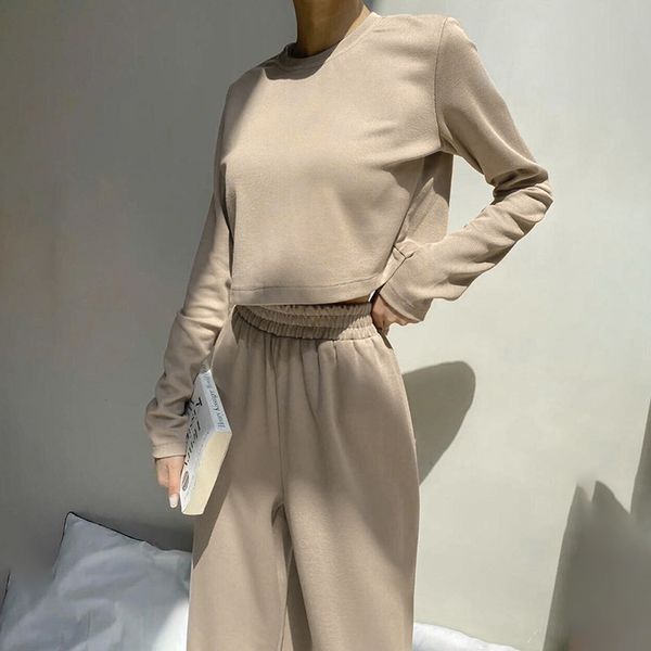 casual women's two piece set o neck long sleeve sweatshirt high waist wide leg pants solid loose sets female 2020 new k920, Gray
casual women's two piece set o neck long sleeve sweatshirt high waist wide leg pants solid loose sets female 2020 new k920, Gray