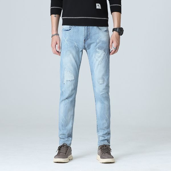 men's jeans 2021 fashion designer men slim fit blue color cotton denim pants ripped design classical homme,m006
men's jeans 2021 fashion designer men slim fit blue color cotton denim pants ripped design classical homme,m006