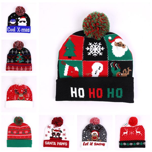 christmas led knitted beanie hat night flash light up luminous hats santa claus snowman reindeer elk pattern pom ball crochet caps d9908, Yellow 
christmas led knitted beanie hat night flash light up luminous hats santa claus snowman reindeer elk pattern pom ball crochet caps d9908, Yellow