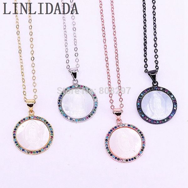 8pcs new trendy rainbow cz paved round shell pendant charm with link chain jewelry necklace, Silver
8pcs new trendy rainbow cz paved round shell pendant charm with link chain jewelry necklace, Silver