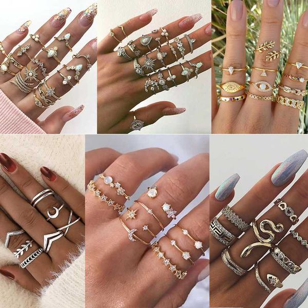 22styles vintage rings set for women boho moon star knuckle finger ring female bohemian gold silver color jewelry accessories, Golden;silver
22styles vintage rings set for women boho moon star knuckle finger ring female bohemian gold silver color jewelry accessories, Golden;silver
