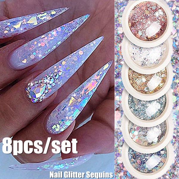 nail glitter 8pcs/set holographics sequins mix polish for design flake art, Silver;gold
nail glitter 8pcs/set holographics sequins mix polish for design flake art, Silver;gold