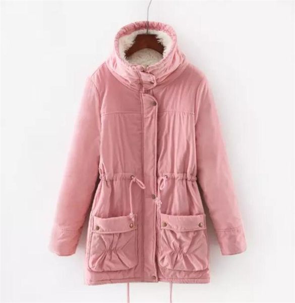 autumn winter women's cotton padded jacket coat new medium length peach skin cashmere drawstring waist thickening warm cotton, Black
autumn winter women's cotton padded jacket coat new medium length peach skin cashmere drawstring waist thickening warm cotton, Black