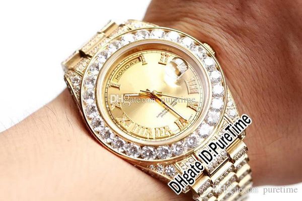 new 18k yellow gold all diamond case gold dial roman markers automatic mens watch twf jubilee bracelet super edition puretime ad02a1, Slivery;brown
new 18k yellow gold all diamond case gold dial roman markers automatic mens watch twf jubilee bracelet super edition puretime ad02a1, Slivery;brown