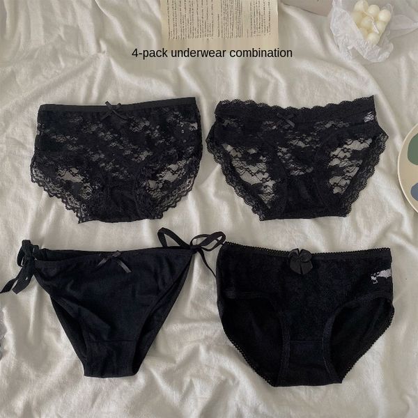 women's panties lace 2021 summer student bow girl's base briefs four-piece suit, Black;pink
women's panties lace 2021 summer student bow girl's base briefs four-piece suit, Black;pink