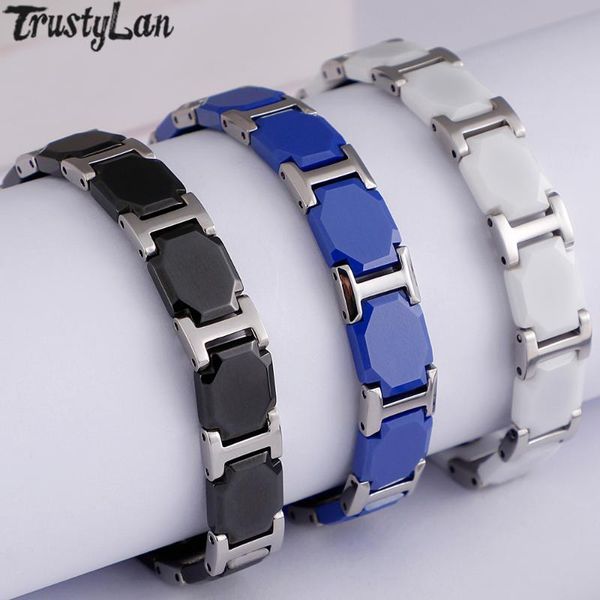 link, chain link ceramic bracelet men female handmade stainless steel health care energy mens bracelets for women jewelry accessories, Black
link, chain link ceramic bracelet men female handmade stainless steel health care energy mens bracelets for women jewelry accessories, Black