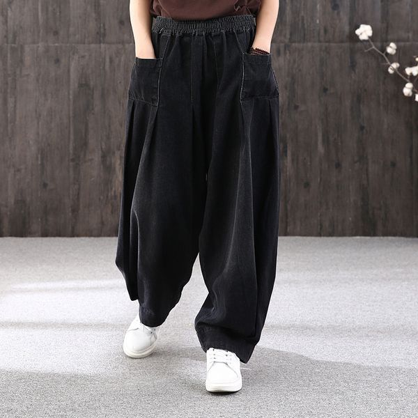 women jeans 2020 autumn winter large size loose retro denim pants new ladiesq elastic waist pocket casual all-match trousers, Blue
women jeans 2020 autumn winter large size loose retro denim pants new ladiesq elastic waist pocket casual all-match trousers, Blue