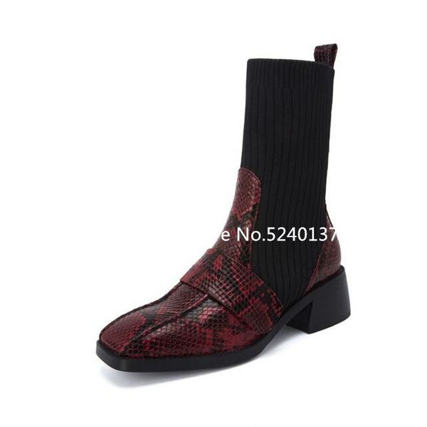 boots leather knitting patchwork women mid-calf square toe slip-on elastic chunky heel slim female, Black
boots leather knitting patchwork women mid-calf square toe slip-on elastic chunky heel slim female, Black
