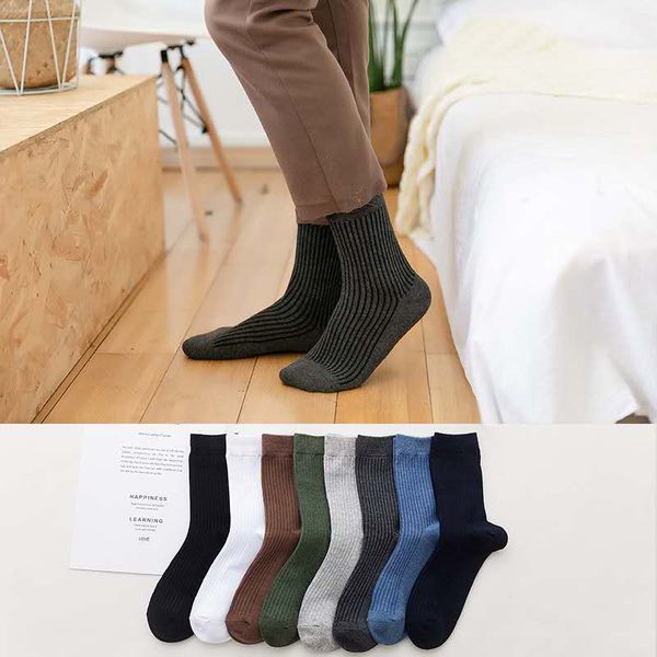 men's socks casual in autumn and winter pure cotton for men, Black