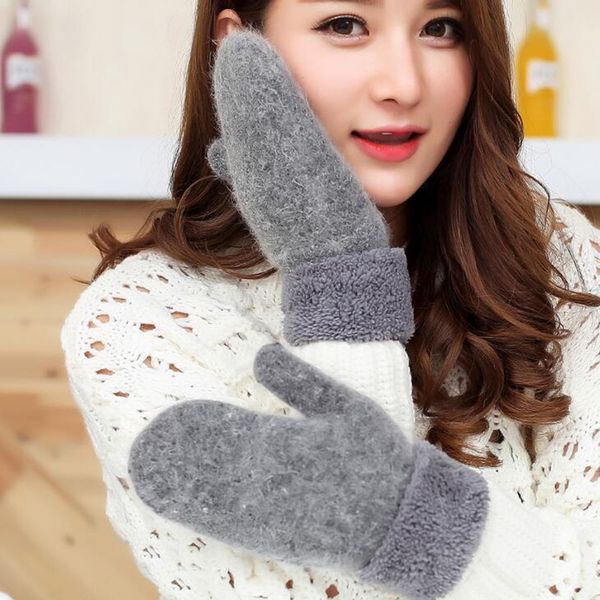 five fingers gloves winter fashion ladies double thick solid color cuffed mittens super wool warm l83, Blue;gray
five fingers gloves winter fashion ladies double thick solid color cuffed mittens super wool warm l83, Blue;gray