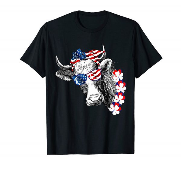 patriotic cow shirt 4th of july american flag sunglasses t-shirt